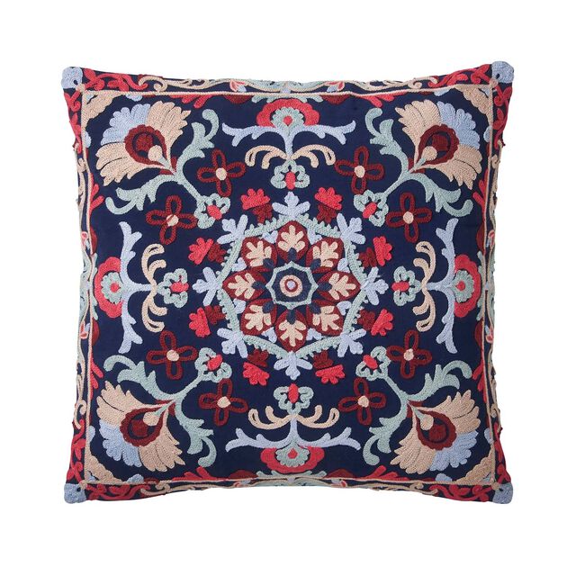 CREWEL GLOBAL NAVY 45X45 Cushion 
