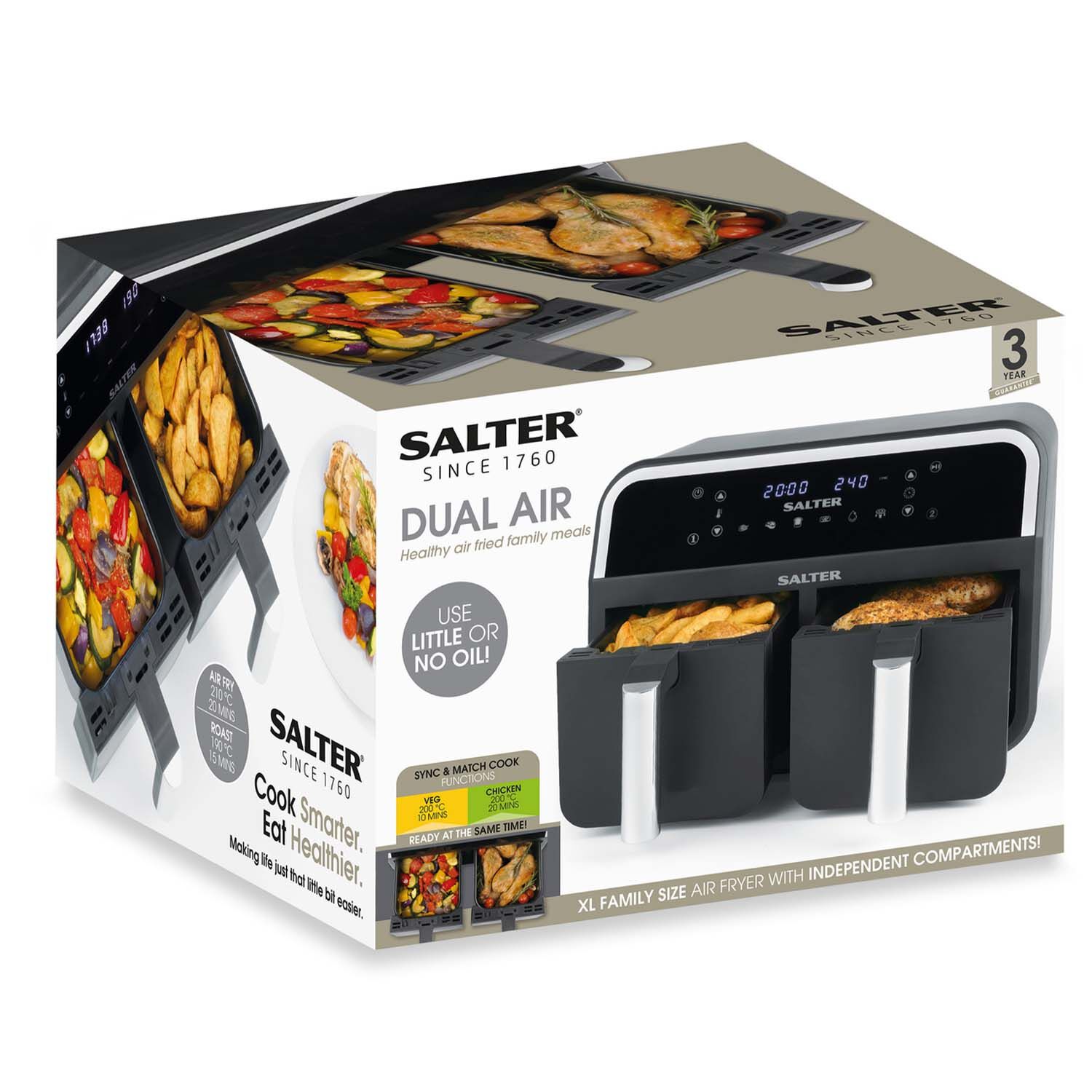 Salter Dual Pro 7.8L XL Family Size Air Fryer Home Store + More