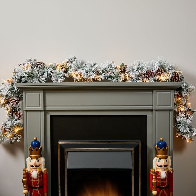 1.8m Light Up Snowy Christmas Pine Cone Garland 