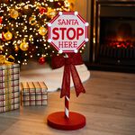 Light Up Santa Here Stop Sign