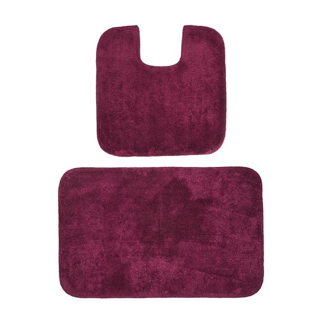 COTTON PLAIN DYE CRIMSON 2PCE  Bathroom Set