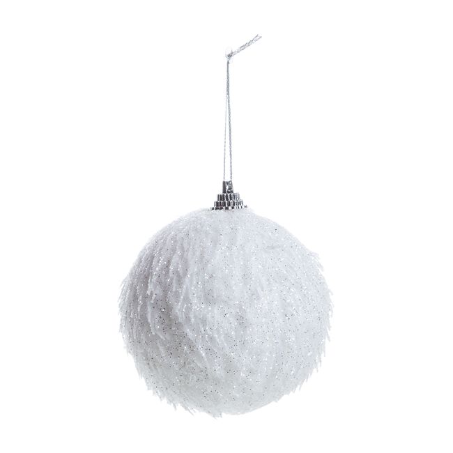 Feathered Christmas Bauble Tree Decoration - White