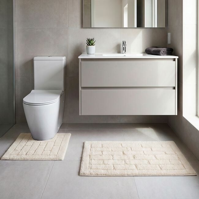 COTTON BRICK CREAM 50x50 Pedestal Mat