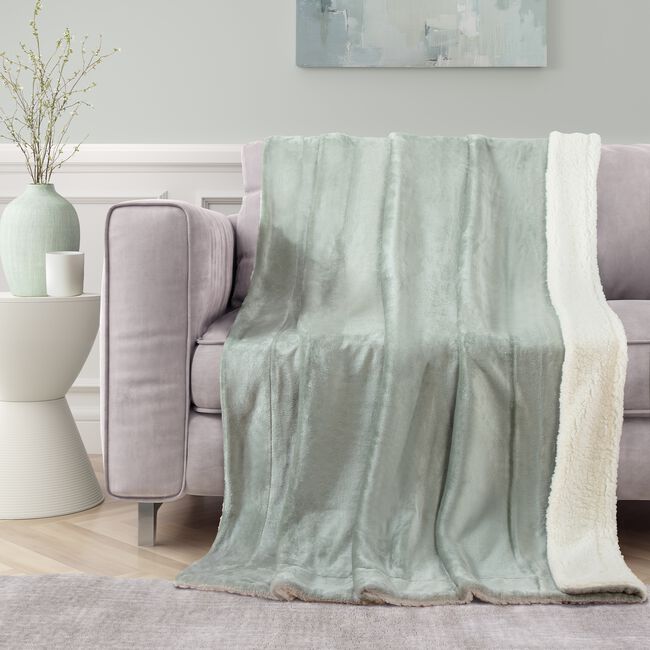 NICOLE DAY MINK SHERPA SLATE 130x170cm Throw