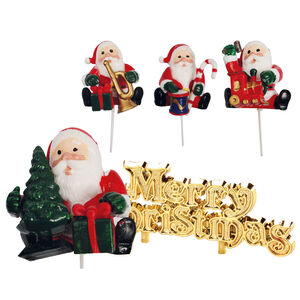 Santa Claus & Merry Christmas Cake Toppers