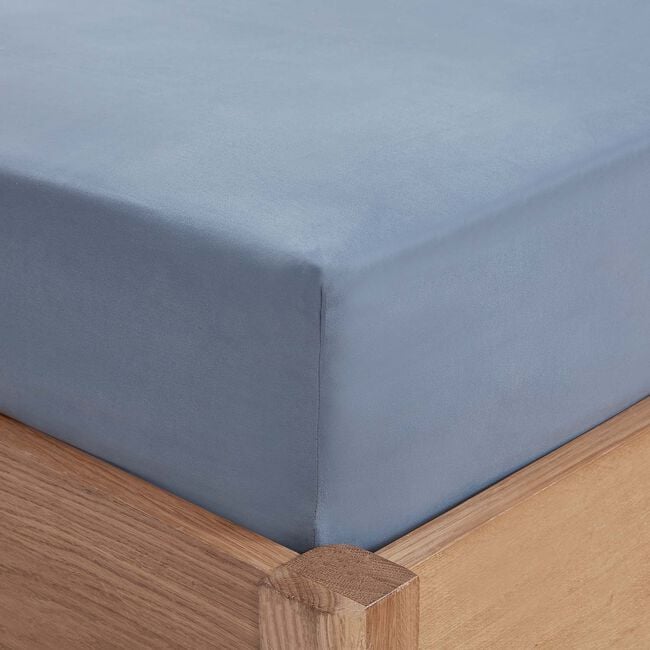 DOUBLE FITTED SHEET Brushed Cotton Twill Denim
