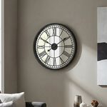 55.9cm Black Skeleton Mirror Wall Clock