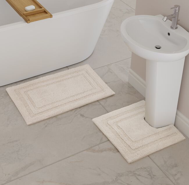 COTTON BORDER IVORY 50x80 Bath Mat