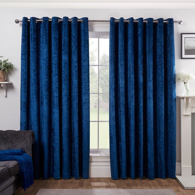 BLACKOUT&THERMAL CRUSHED VELVET NAVY 66x90 Curtain