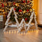 Set of 3 Light Up Wooden Christmas Tree