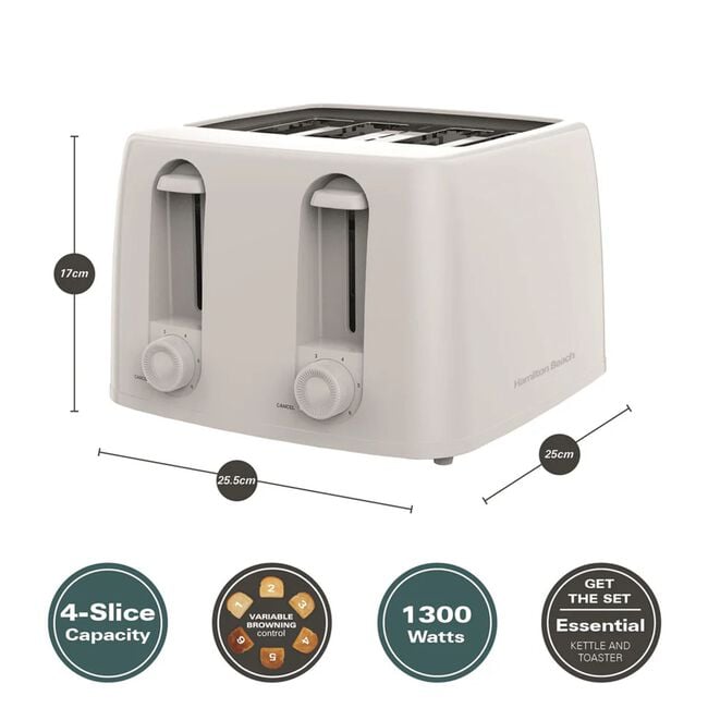 HAMILTON BEACH ESSENTIALS WHITE 4 Slice Toaster