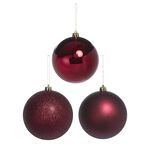 3 PACK 12CM Burgundy Baubles