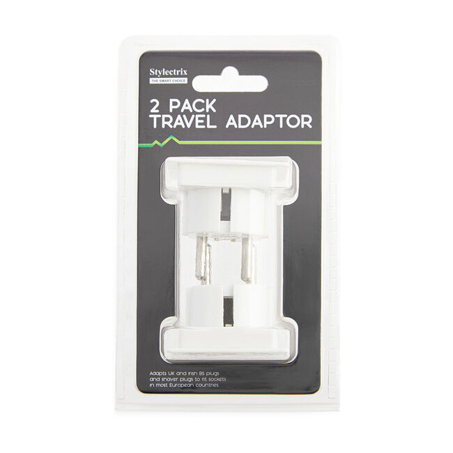 Stylectrix UK-to-EU Travel Adaptor Plugs 2 Pack