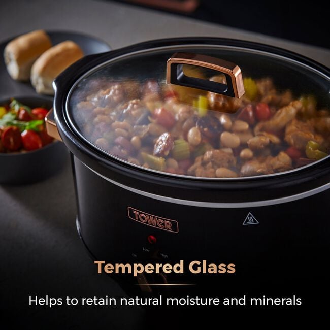 Tower Infinity 6.5L Black & Rose Gold Slow Cooker
