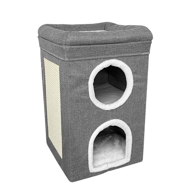 Folding 2 Storey Cat House Dark Grey