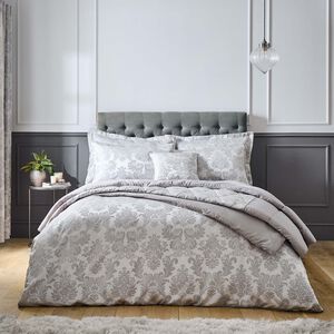CATHERINE LANSFIELD SINGLE DUVET COVER Damask Jacquard Silver 