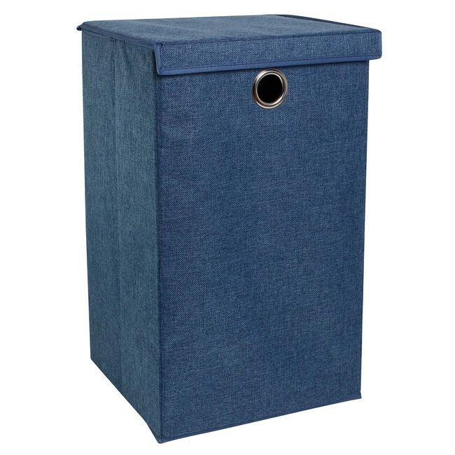 TWEED NAVY BLUE FOLDABLE Laundry Hamper 