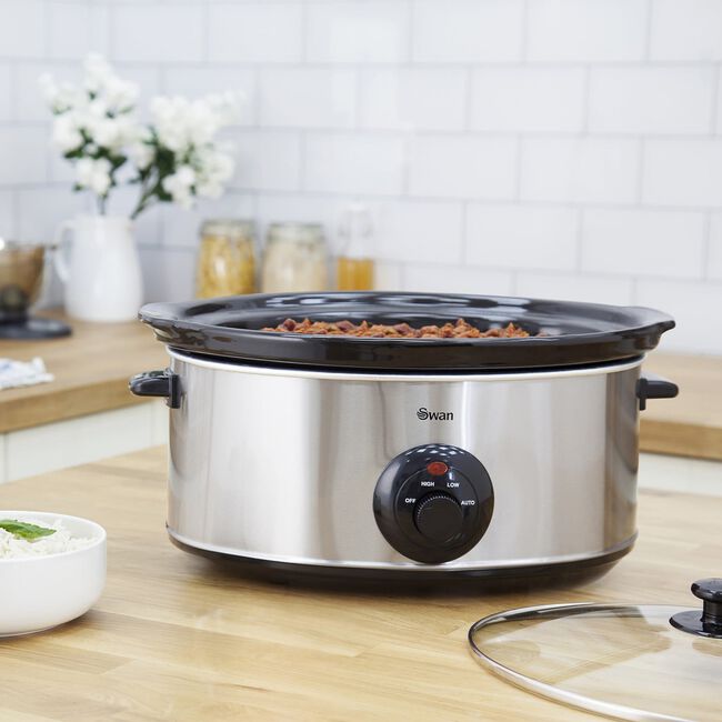Swan Stainless Steel Slow Cooker 6.5L