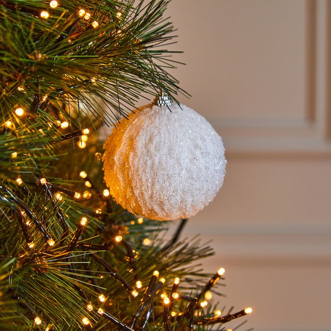 Feathered Christmas Bauble Tree Decoration - White