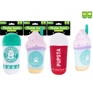 Squeaky Coffee Plush Dog Toy