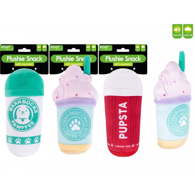 Squeaky Coffee Plush Dog Toy