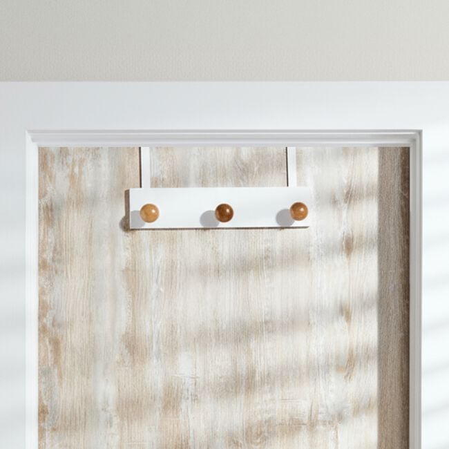 Over Door 3 Hook Wooden Coat Rack