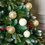 Gold Glitter Luxury Christmas Bauble Set 6 Pack