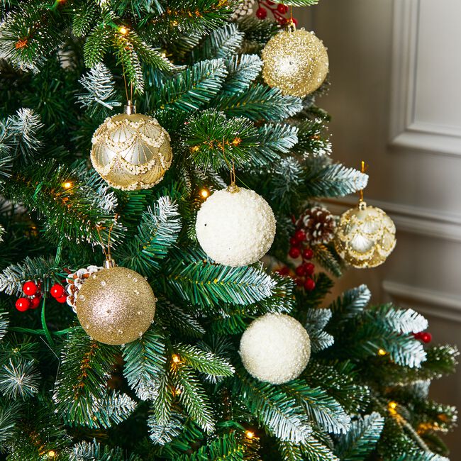 Gold Glitter Luxury Christmas Bauble Set 6 Pack