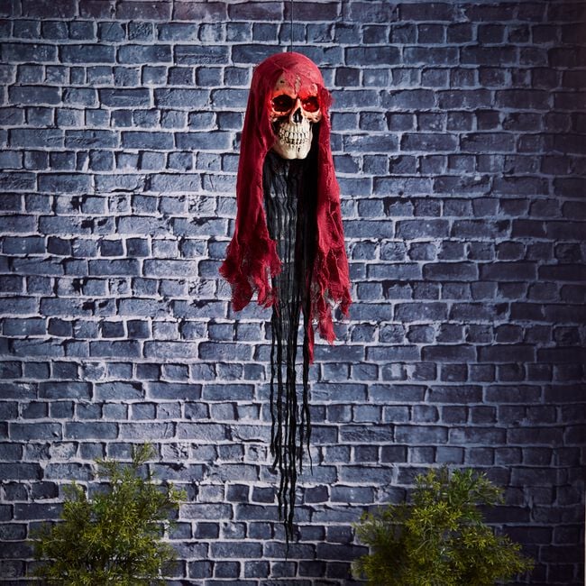 Red Cloaked Skull with LED Eyes