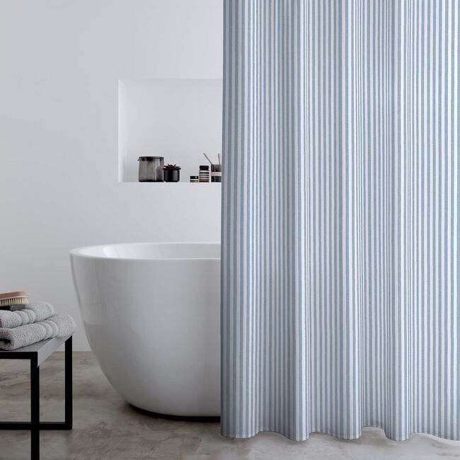 CATHERINE LANSFIELD TIMELESS STRIPE BLUE Shower Curtain 