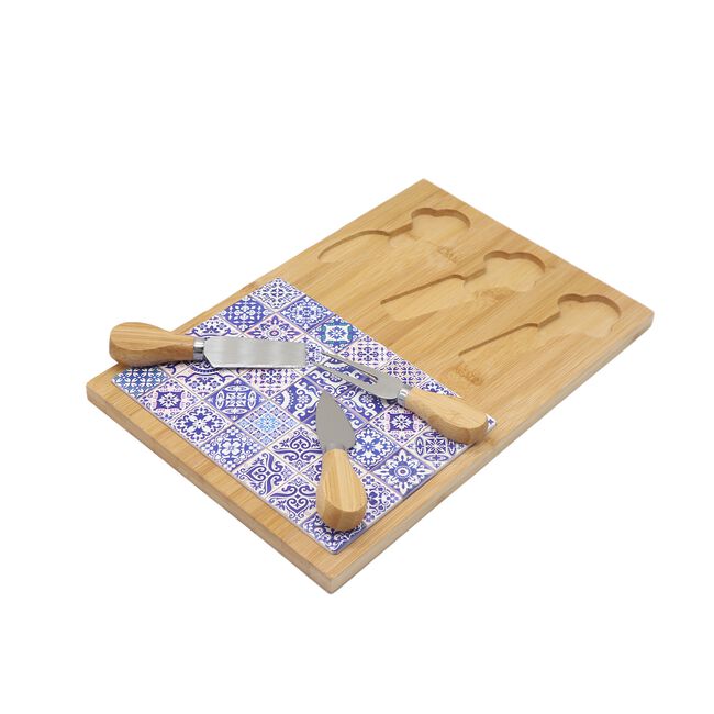 FIESTA JOY BLUE PATTERN 5 Piece Cheese Serving Set