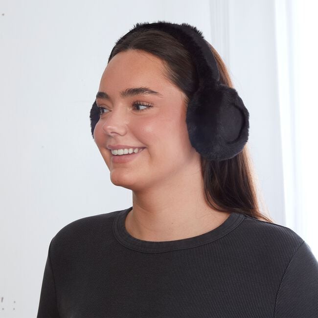 FAUX FUR Ear Muffs Black