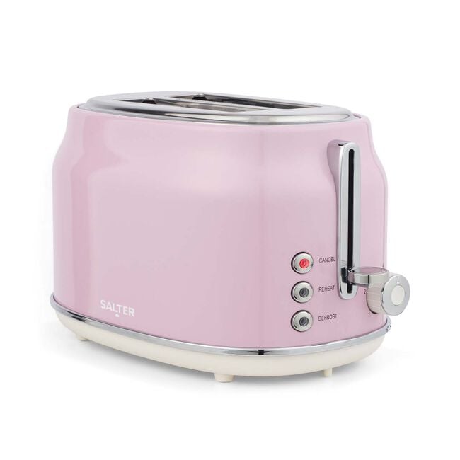 SALTER RETRO PINK CURVED BODY 2 Slice Toaster