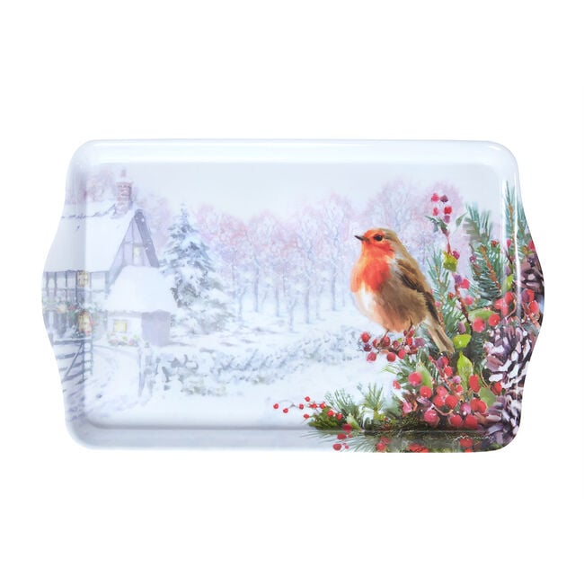 Robin Snow Scene Tray