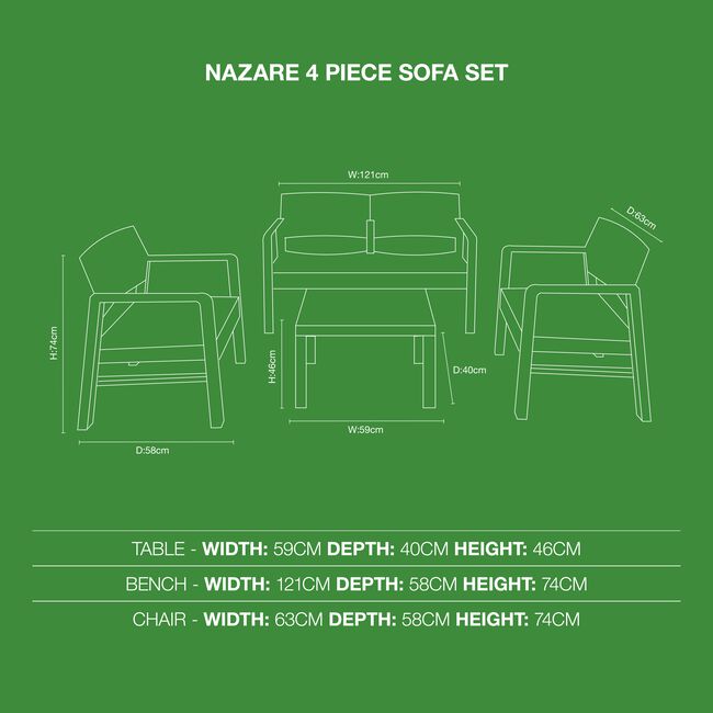 Nazare 4 Piece Sofa Set