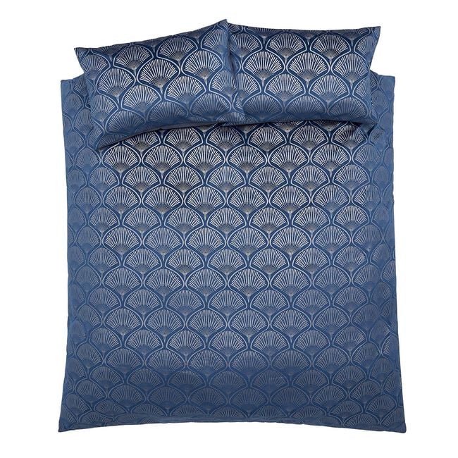 CATHERINE LANSFIELD DOUBLE DUVET COVER Art Deco Pearl Navy 