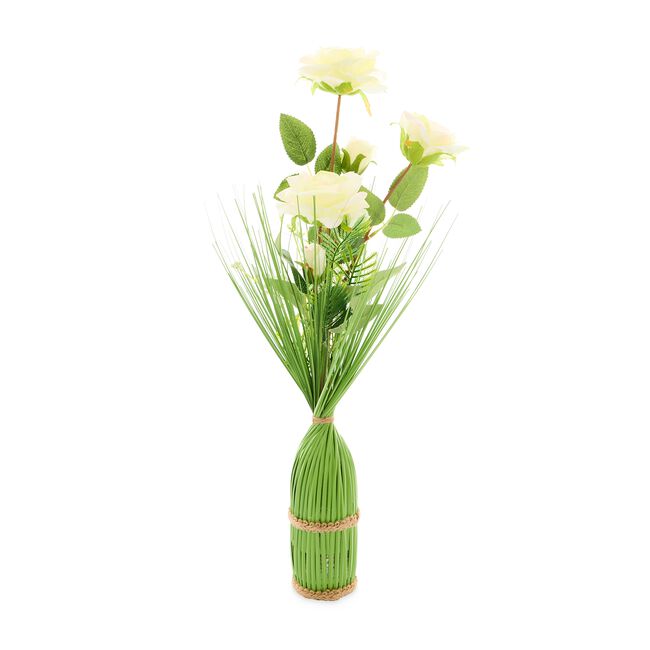 Floral Symphony White Roses Faux Bouquet