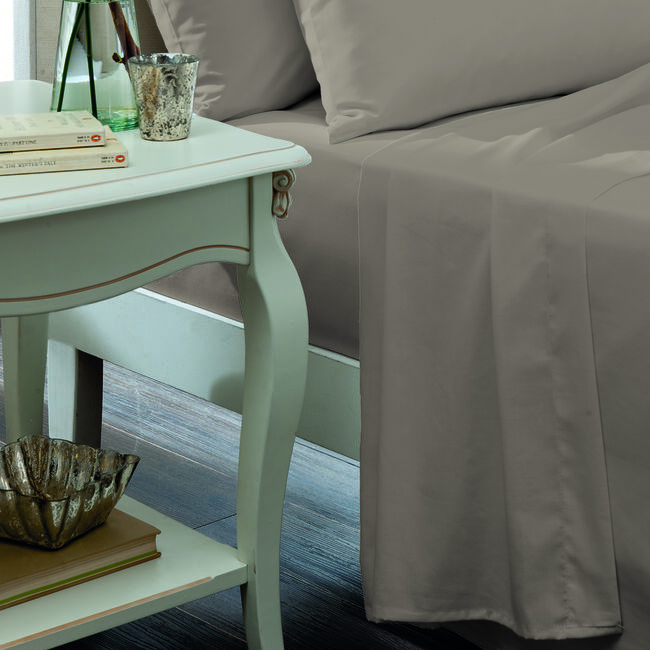 KING SIZE FLAT SHEET Luxury Percale Grey 10G