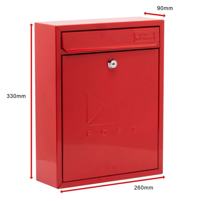 Steel Letterbox Compact Pillarbox Red