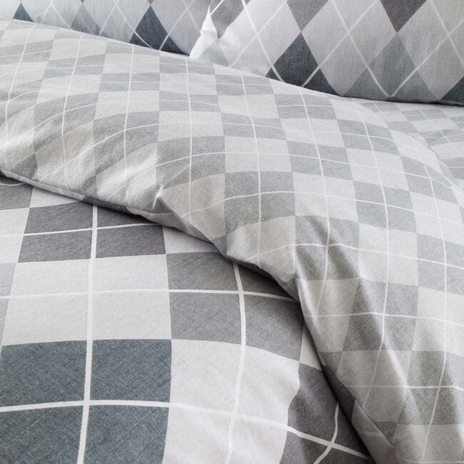 SINGLE DUVET COVER Brushed Cotton Argyle