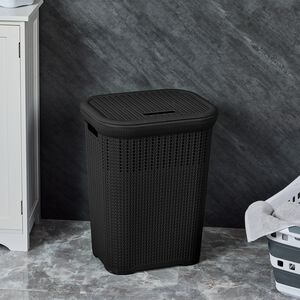 Black Knit Laundry Hamper