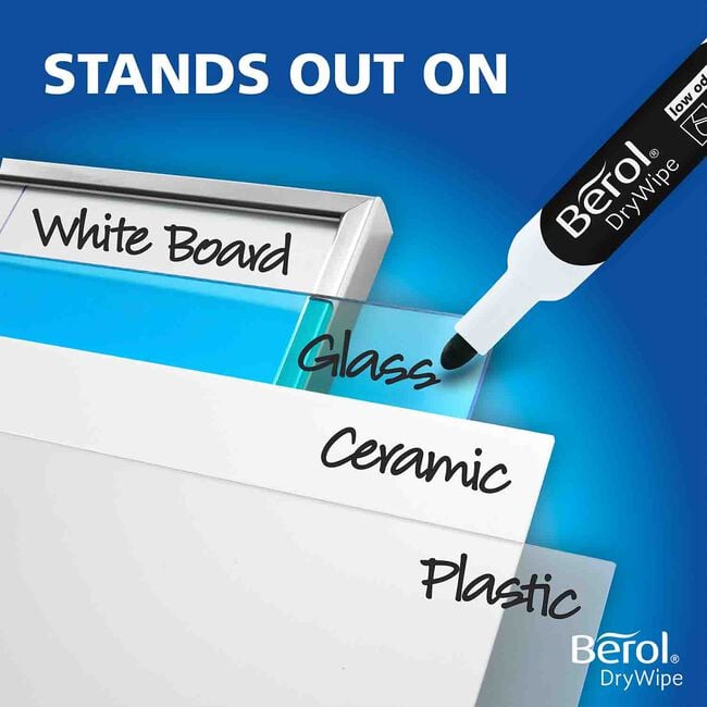 Berol Drywipe Fine Whiteboard Markers 4 Pack