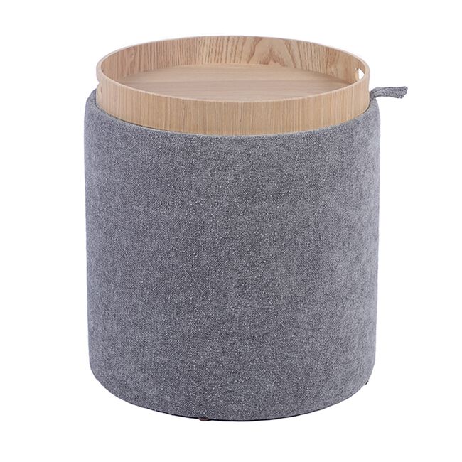LARGE GREY OTTOMAN With Tray