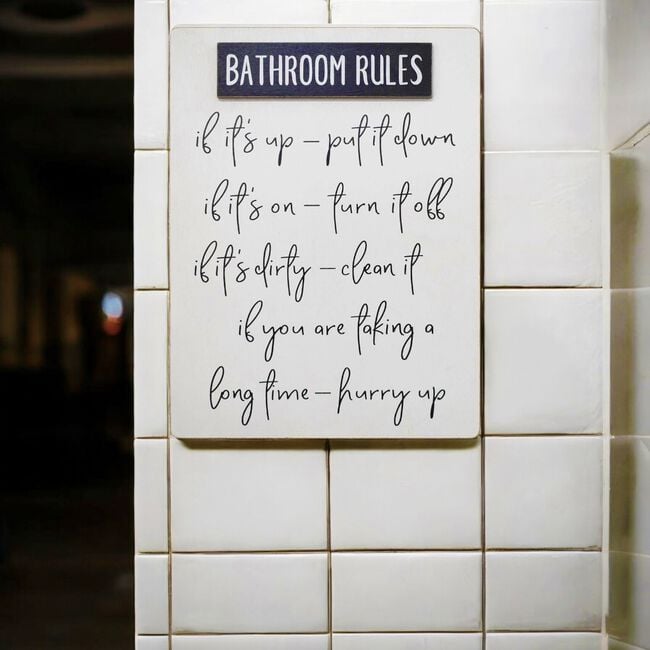 Bathroom Rules Quote Wall Décor  - 30cm x 40cm