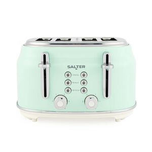 SALTER RETRO GREEN CURVED BODY 4 Slice Toaster