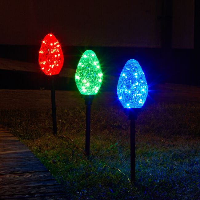 Set of 3 Multicolour Tree Bulb Path Lights