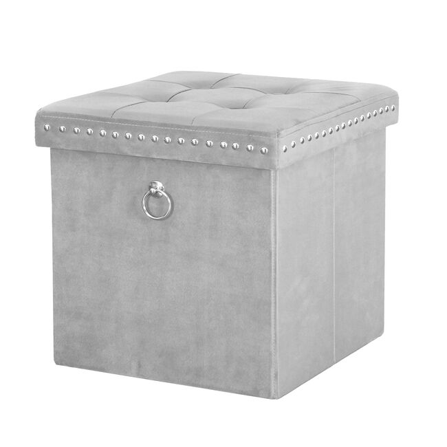 VELVET FOLDABLE SMALL Light Grey Ottoman
