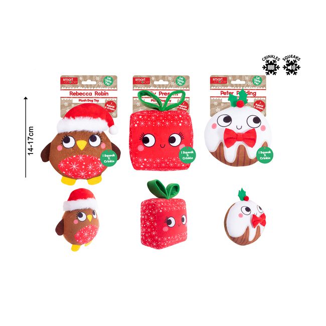 Christmas Squeaky Crinkle Plush Dog Toy