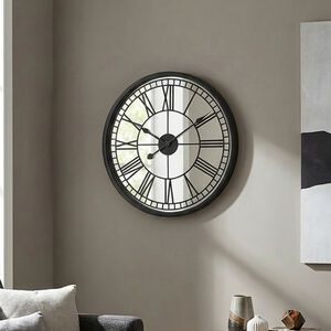 55.9cm Black Skeleton Mirror Wall Clock
