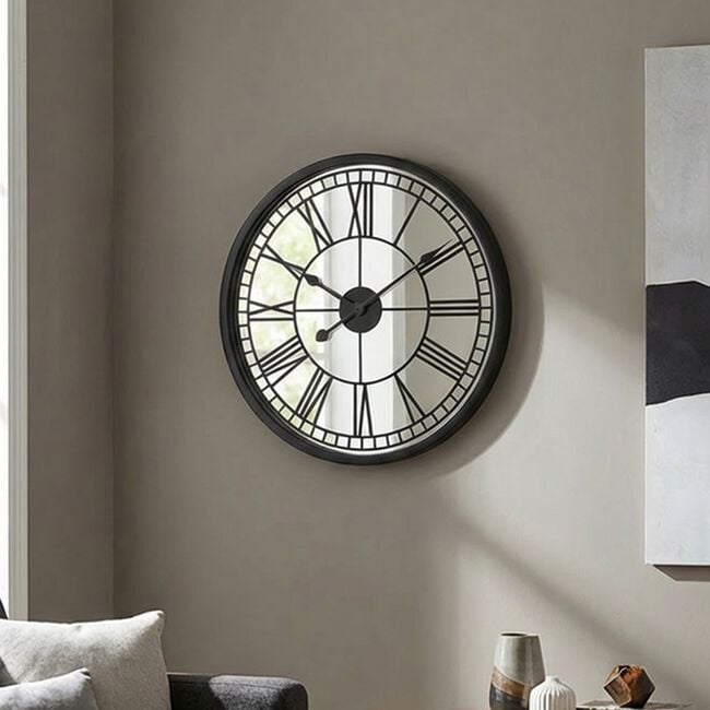 55.9cm Black Skeleton Mirror Wall Clock